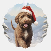 Lagotto Romagnolo Kerst Ornament Kaart (Voorkant)