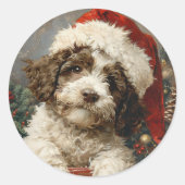 Lagotto Romagnolo Kerst Ronde Sticker (Voorkant)
