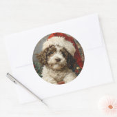 Lagotto Romagnolo Kerst Ronde Sticker (Envelop)