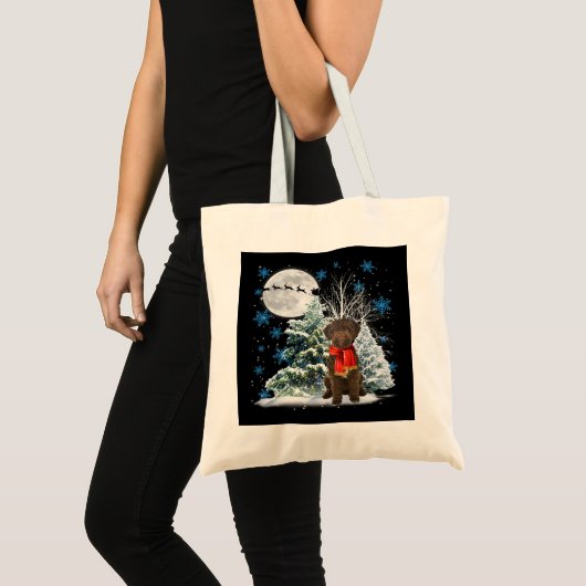 Lagotto Romagnolo onder Moonlight Snow - Kerstmis Tote Bag (Voorkant (product))