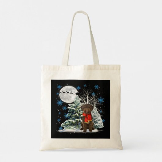 Lagotto Romagnolo onder Moonlight Snow - Kerstmis Tote Bag (Achterkant)
