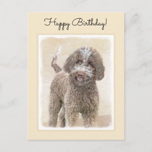 Lagotto Romagnolo Painting - Cute Original Dog Art Briefkaart (Voorkant)