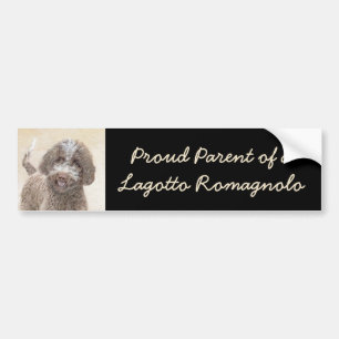 Lagotto Romagnolo Painting - Cute Original Dog Art Bumpersticker