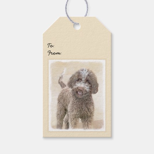Lagotto Romagnolo Painting - Cute Original Dog Art Cadeaulabel (Voorkant)