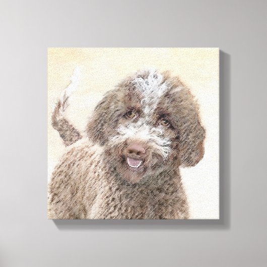 Lagotto Romagnolo Painting - Cute Original Dog Art Canvas Afdruk (Voorkant)