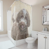 Lagotto Romagnolo Painting - Cute Original Dog Art Douchegordijn (In situ)