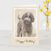Lagotto Romagnolo Painting - Cute Original Dog Art Kaart (Gele Bloem)