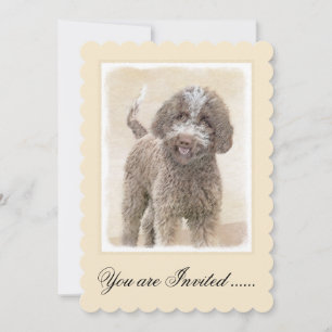 Lagotto Romagnolo Painting - Cute Original Dog Art Kaart