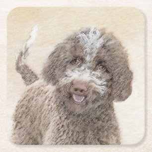 Lagotto Romagnolo Painting - Cute Original Dog Art Kartonnen Onderzetters