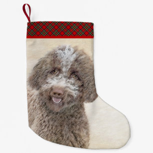 Lagotto Romagnolo Painting - Cute Original Dog Art Kleine Kerstsok