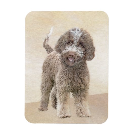 Lagotto Romagnolo Painting - Cute Original Dog Art Magneet (Verticaal)