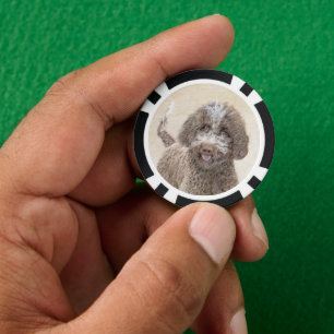 Lagotto Romagnolo Painting - Cute Original Dog Art Poker Chips