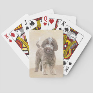 Lagotto Romagnolo Painting - Cute Original Dog Art Pokerkaarten