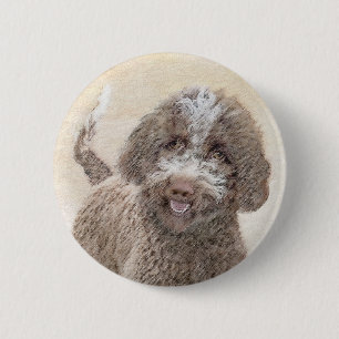 Lagotto Romagnolo Painting - Cute Original Dog Art Ronde Button 5,7 Cm