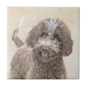 Lagotto Romagnolo Painting - Cute Original Dog Art Tegeltje