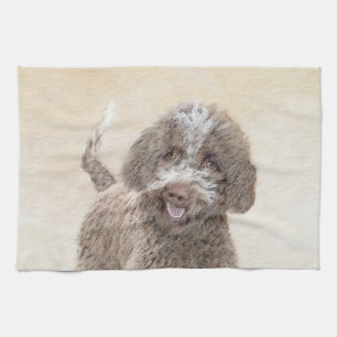 Lagotto Romagnolo Painting - Cute Original Dog Art Theedoek