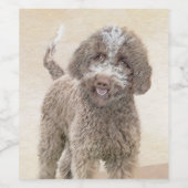 Lagotto Romagnolo Painting - Cute Original Dog Art Wijn Etiket (Enkel label)