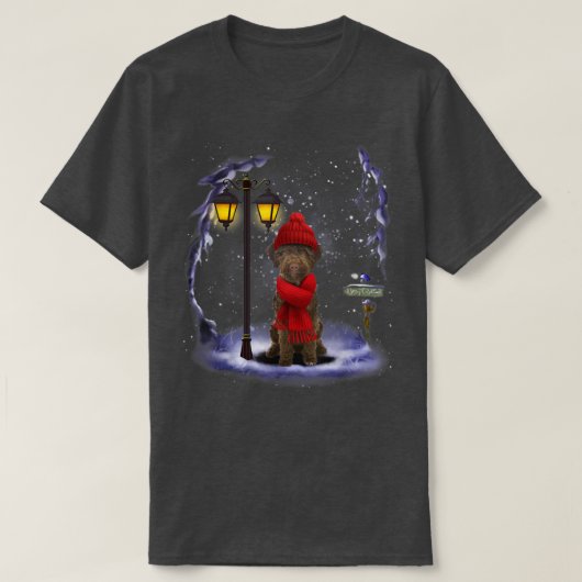 Lagotto Romagnolo Santa Snow-kerstlicht Winte T-shirt (Design voorkant)