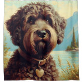 Lagotto Romagnolo schilderij Douchegordijn (Voorkant)