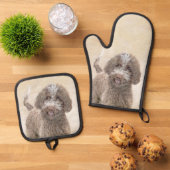 Lagotto Romagnolo schilderij Schattigee originele  Ovenwant & Pannenlap Set (Top down)