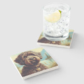  Lagotto Romagnolo schilderij Stenen Onderzetter (Zijkant)