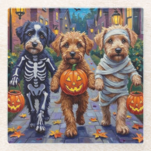 Lagotto Romagnolo Snoep vragen met Halloween Glazen Onderzetter