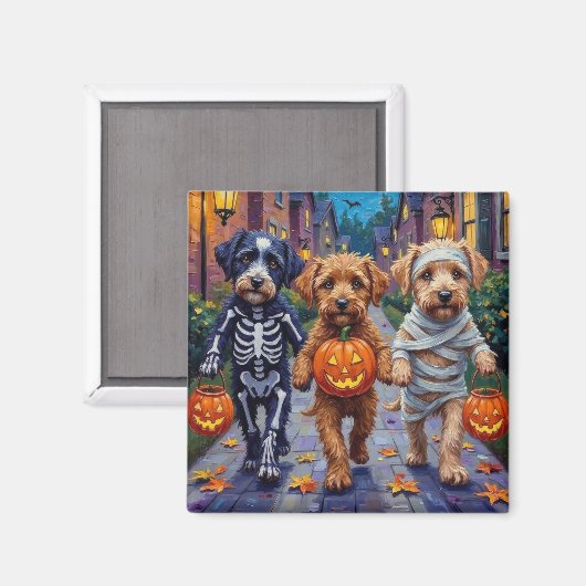 Lagotto Romagnolo Trick-or-Treating Halloween Magneet (Voorkant / Achterkant)