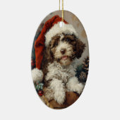 Lagotto Romagnolo Vintage Kerstmis Keramisch Ornament (Rechts)