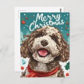 Lagotto Romagnolo Vrolijk kerstfeest Briefkaart (Voorkant / Achterkant)