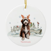 Lagotto Romagnolo Waterverf Dog | Monogram Keramisch Ornament (Voorkant)