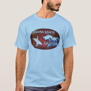 Laguna Beach California blue jongens surfer art t- T-shirt