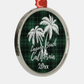 Laguna Beach California Palm Tree Green Pset Metalen Ornament (Rechts)