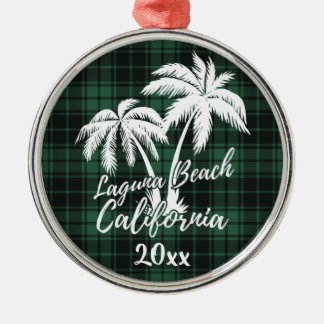 Laguna Beach California Palm Tree Green Pset Metalen Ornament