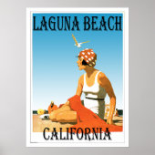 Laguna Beach California Retro Beach 1920s Poster (Voorkant)