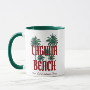 Laguna Beach California Surf Palmen Grafisch T-shi Mok