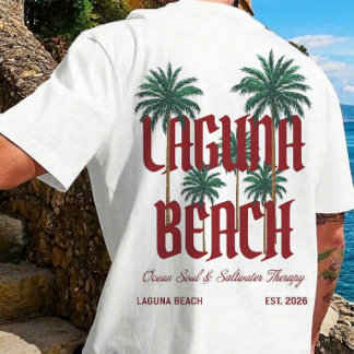 Laguna Beach California Surf Palmen Grafisch T-shi T-shirt