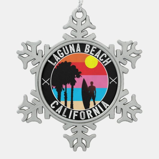 Laguna Beach California Surfing Surf Tin Sneeuwvlok Ornament (Voorkant)