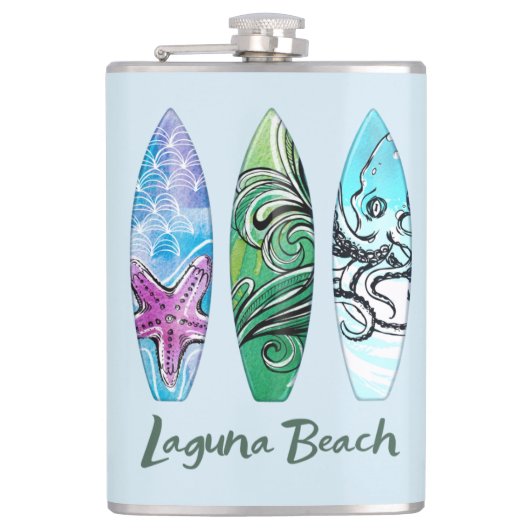 Laguna Beach California Surfplanken Fles Heupfles (Voorkant)
