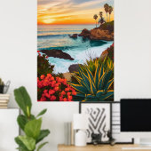 Laguna Beach, Californië Abstract Art Poster (Thuiskantoor)