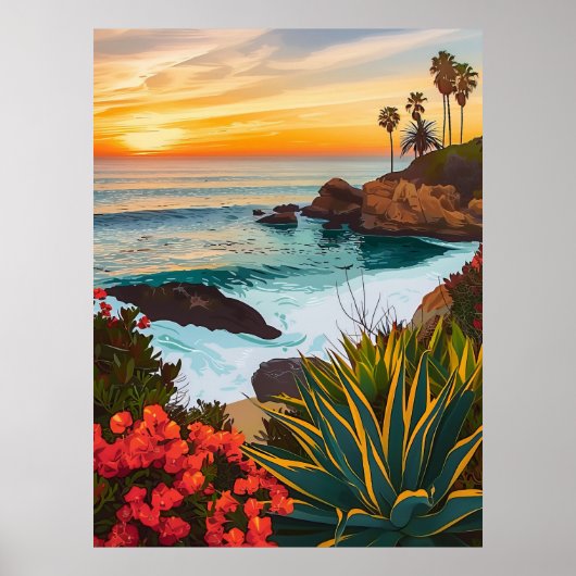 Laguna Beach, Californië Abstract Art Poster (Voorkant)