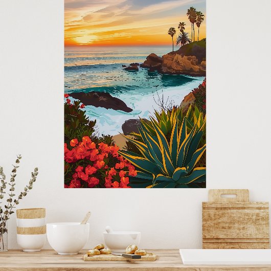 Laguna Beach, Californië Abstract Art Poster (Keuken)