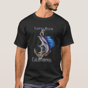 Laguna Beach Californië Zwaardvis Marlijn Oceaan V T-shirt