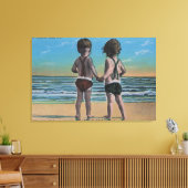 Laguna Beach, FL — Greetings from Scene w/Kinder Canvas Afdruk (Insitu (Woonkamer))