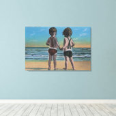 Laguna Beach, FL — Greetings from Scene w/Kinder Canvas Afdruk (Insitu (Houten vloer))