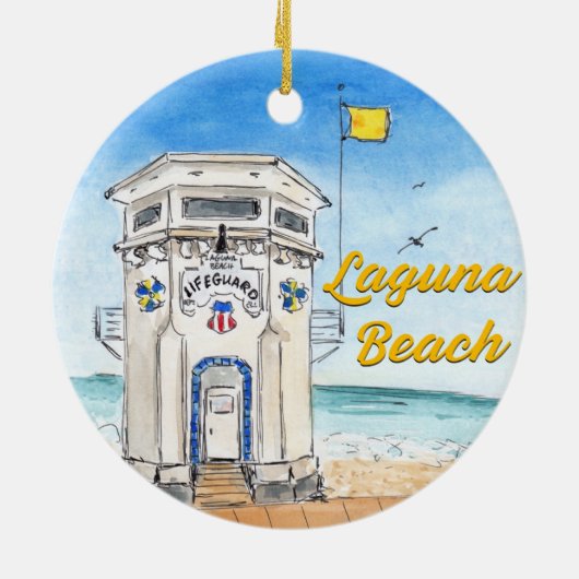 Laguna Beach Lifeguard Tower Ornament (Achterkant)