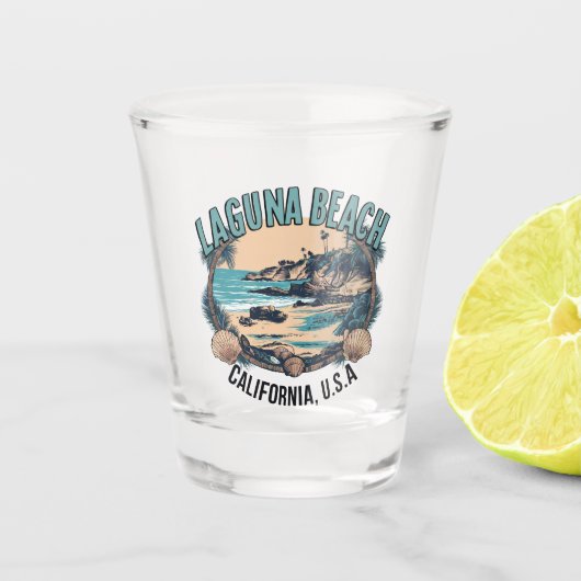 Laguna Beach Retro Vignet Shot Glas (Voorkant)