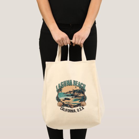 Laguna Beach Retro Vignet Tote Bag (Voorkant (product))