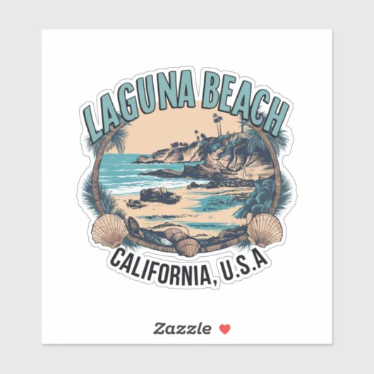 Laguna Beach Retro Vignette Auto Decal Sticker (Vel)