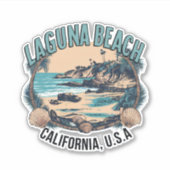 Laguna Beach Retro Vignette Auto Decal Sticker (Voorkant)