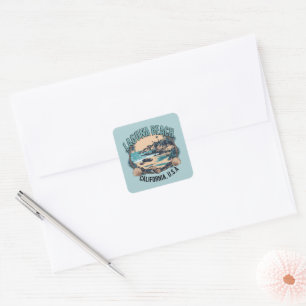 Laguna Beach Retro Vignette Vierkante Sticker